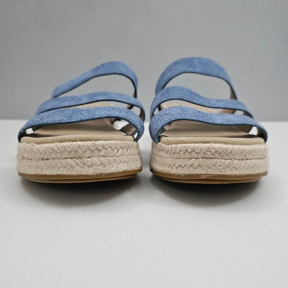 Eileen Fisher Mayla Espadrille Sandal Womens 10 Denim Jute Platform Slide